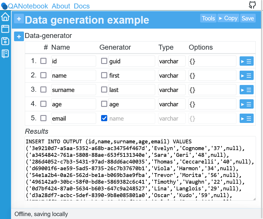 Data generator block example image
